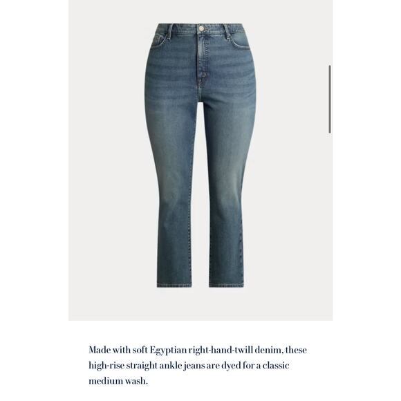 Ralph Lauren Woman High-Rise Straight Ankle Jean medium wash size 32/  14 - Picture 6 of 13